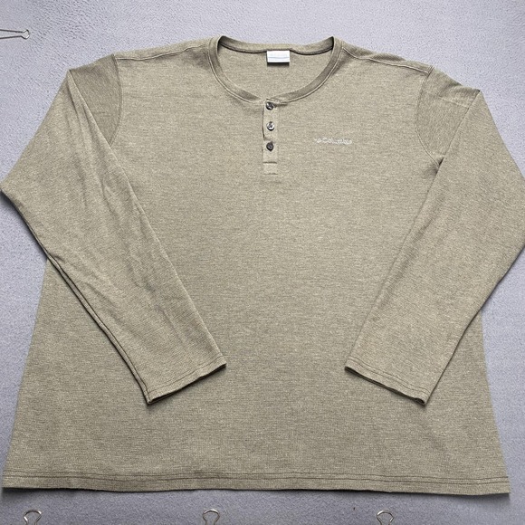 Columbia Other - Columbia Shirt Mens 2XL Green Waffle Knit Henley Long Sleeve Thermal‎ Casual
